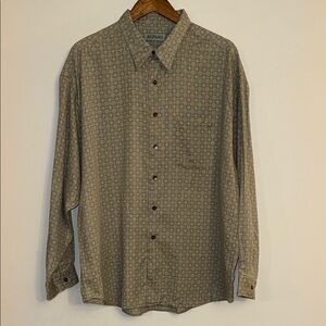 ALFANI Olive Colored Casual Button Down Shirt with Classic Fit